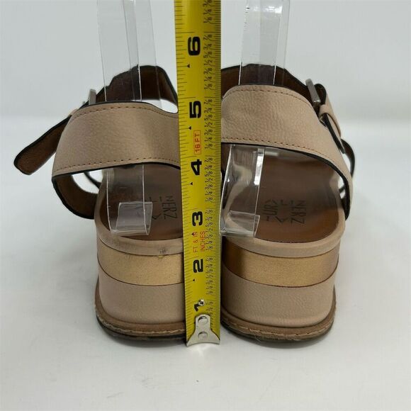 Naturalizer Strappy Platform Sandals Beige Faux Leather Size 9.5 Casual Summer - Picture 8 of 13